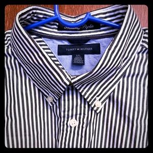 Tommy Hilfiger Gray White stripe dress shirt L